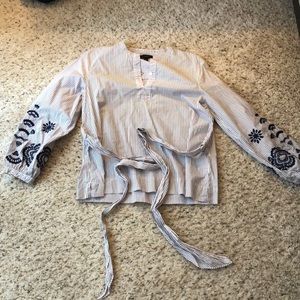 J. Crew Stripe Embroidered Dress Shirt w Tie